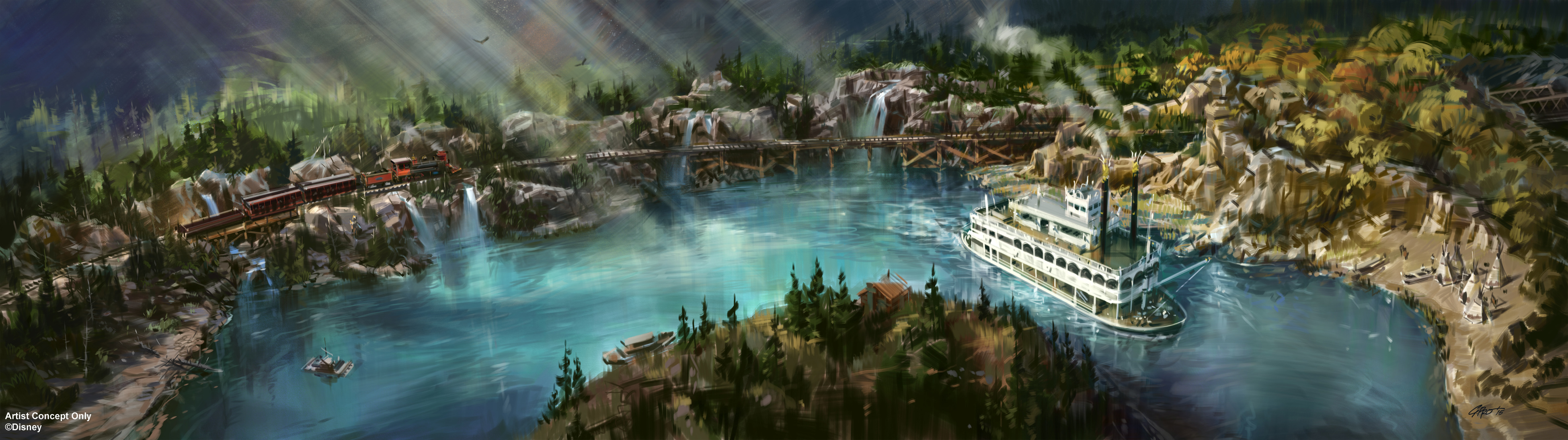 Disneyland releases art showing new look for shortened RIVERS OF AMERICA