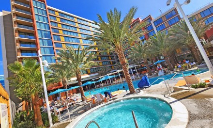 GUIDE: Palette Pool, Steamboat Willie Splash, and outdoor relaxation areas of The Villas at Disneyland Hotel