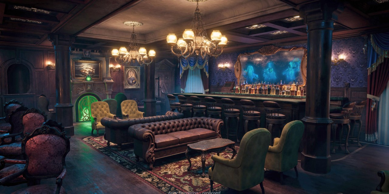 CLOSER LOOK: Haunted Mansion Parlor will materialize as a bar/lounge aboard the Disney Treasure in 2024