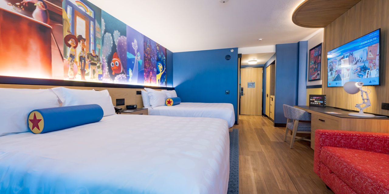 STEP INSIDE: Guest rooms at new Pixar Place Hotel feature modern upgrades, nods to fan-favorites, and a Pixar lamp!