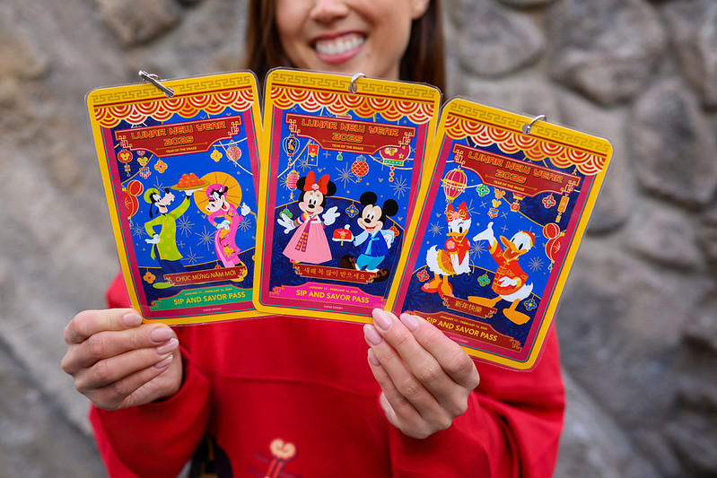 Collectible Disney artwork on Sip and Savor passes for Lunar New Year 2025 at Disneyland Resort