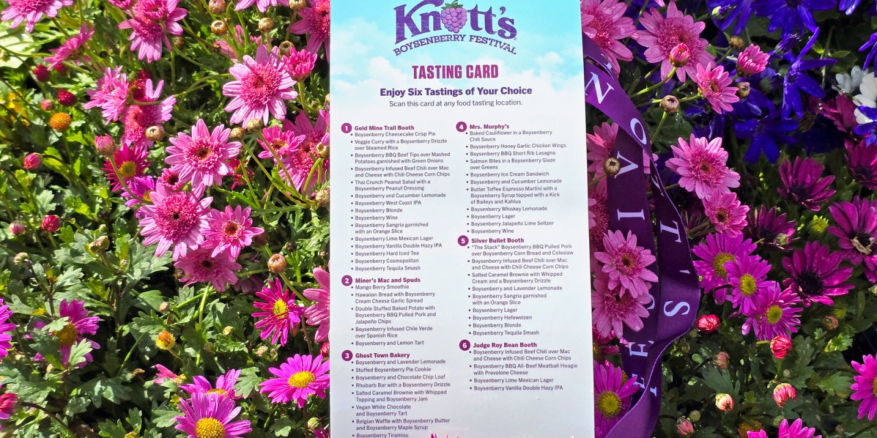 MENU: 2025 Tasting Card food and drink, Knott’s Boysenberry Festival
